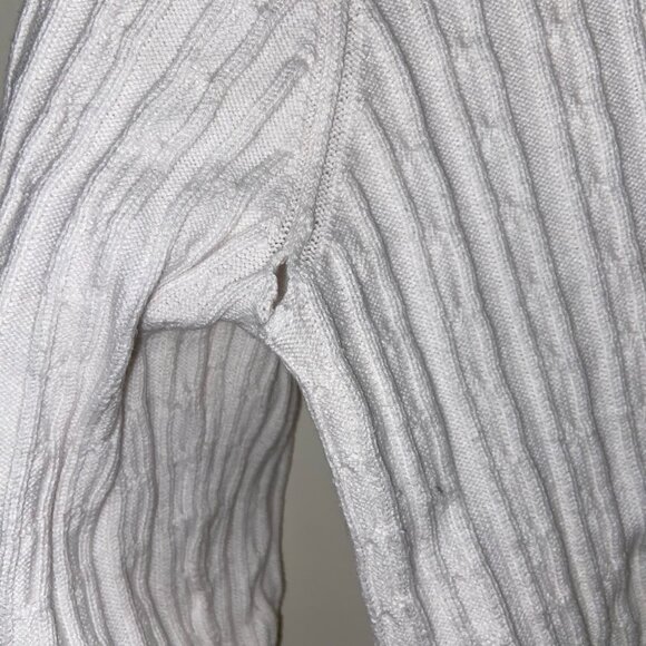 Polo Ralph Lauren Cable Knit White Navy Cotton V Neck Pullover - Picture 2 of 5